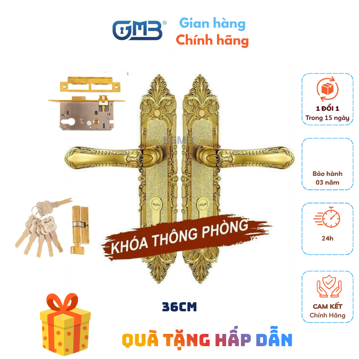 Khóa Đồng Đại  L85-118 GMB Cao Cấp – Đồng Đúc Nguyên Khối, Mạ Vàng 18K Sang
