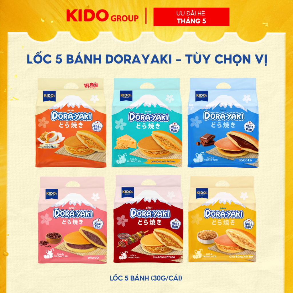 [HVTY] [Tùy chọn 6 Vị] Túi Bánh Dorayaki 30g - Cấu trúc bánh siêu mềm mịn, chuẩn Bakery | Kido's Bak