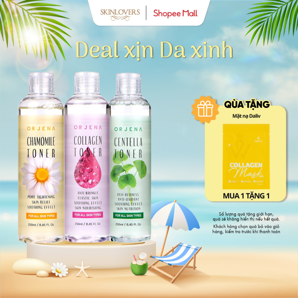 Nước Hoa Hồng Orjena 250ML Tinh Chất Săn Chắc, Toner Cấp Ẩm Phục Hồi Da, Làm Dịu Da
