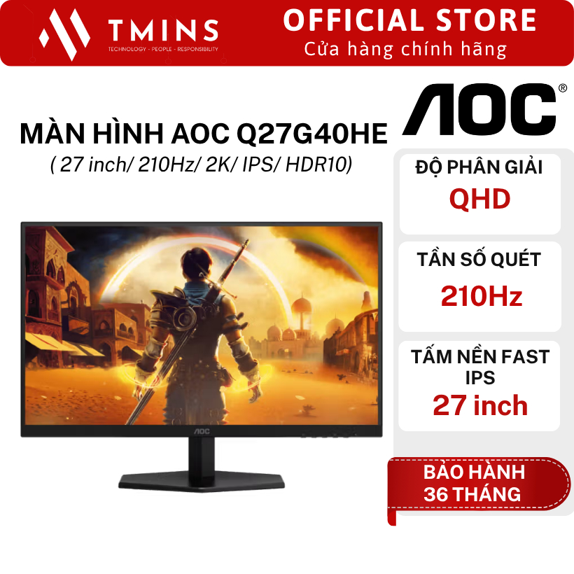Màn Hình AOC Q27G40HE ( 27 inch/ 210Hz/ 2K/ IPS/ HDR10) - Hàng chính hãng