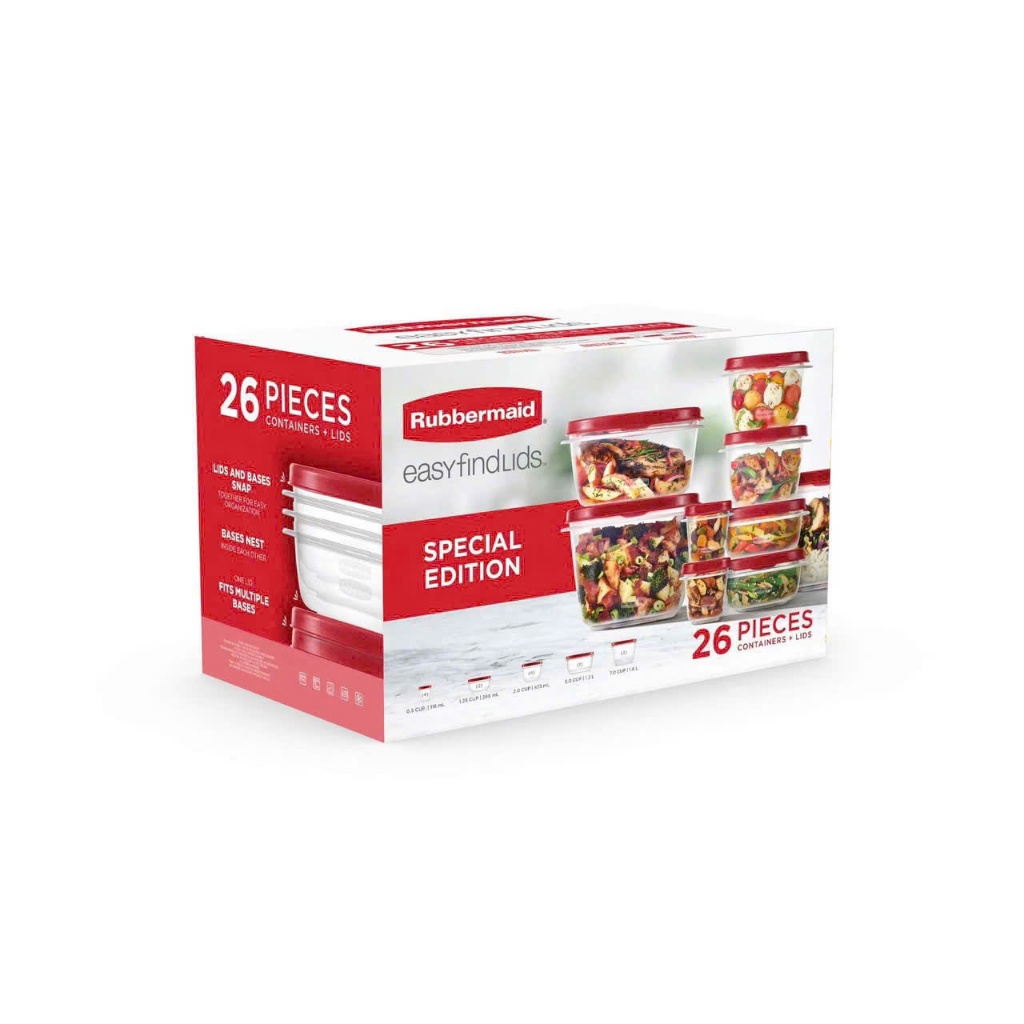 Hộp đựng thực phẩm Rubbermaid Easyfindlids (13 hộp)