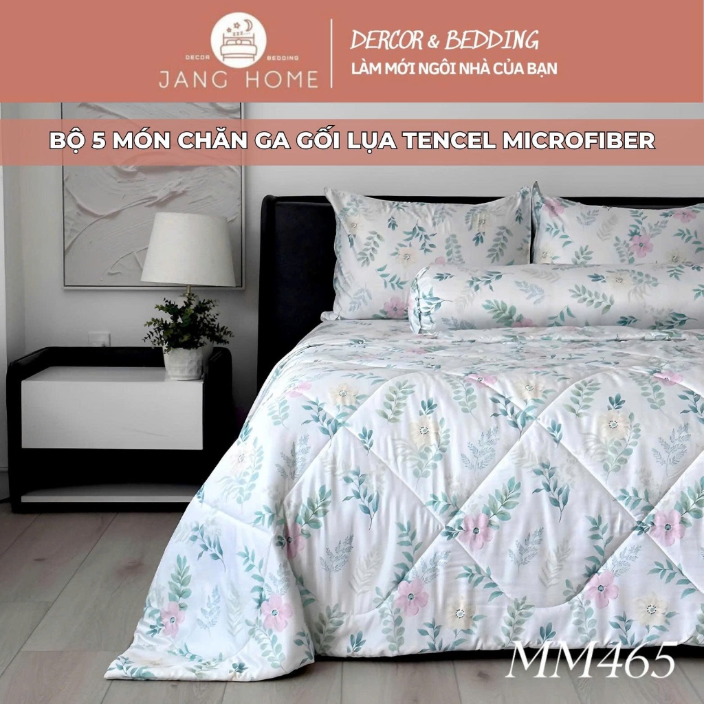 Set 5 Món Chăn Ga Gối Lụa Tencel Microfiber Janghome Cao Cấp Mềm Mại Mát Lạnh Sang Trọng Hiện Đại