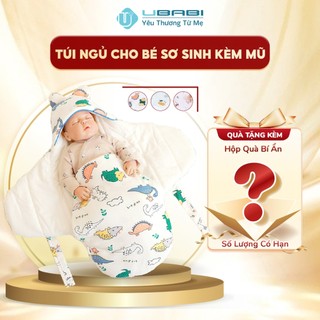 Túi Ngủ Cho Bé Sơ Sinh Trần Bông Kèm Mũ Giữ Thóp Ubabi UB-PK031 Chăn Ủ Quấn Bé Chống Giật Mình