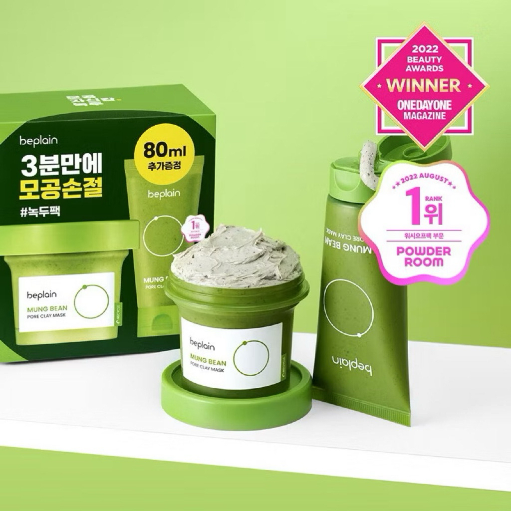 Mặt nạ đất sét BEPLAIN từ đậu xanh se khít lỗ chân lông giảm mụn đầu đen 120ml & 80ml