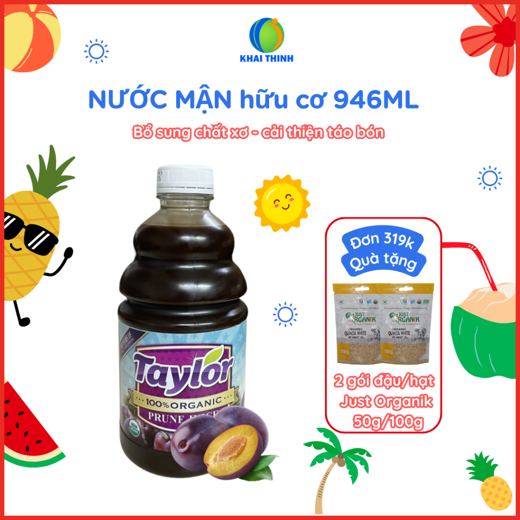 Nước Mận Hữu Cơ Nước Ép Mận Taylor KHONG THÊM ĐƯỜNG 100% Organic Prune Juice 946ml