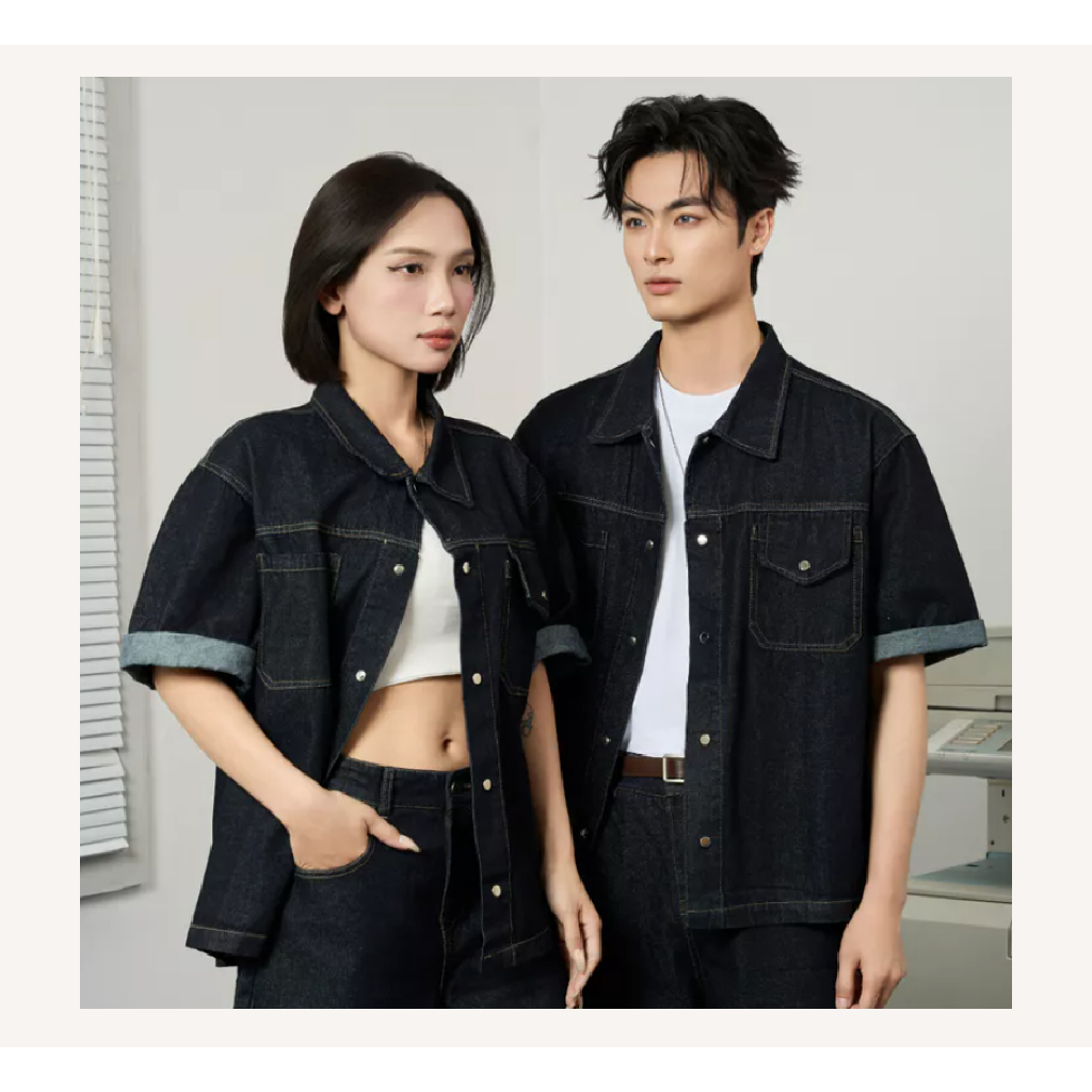 Set Quần Áo Denim GODMOTHER 2026 Đồ Bộ Nam Denim (Áo + Quần) Cộc Tay Form Rộng Trẻ Trung Cao Cấp | BigBuy360 - bigbuy360.vn