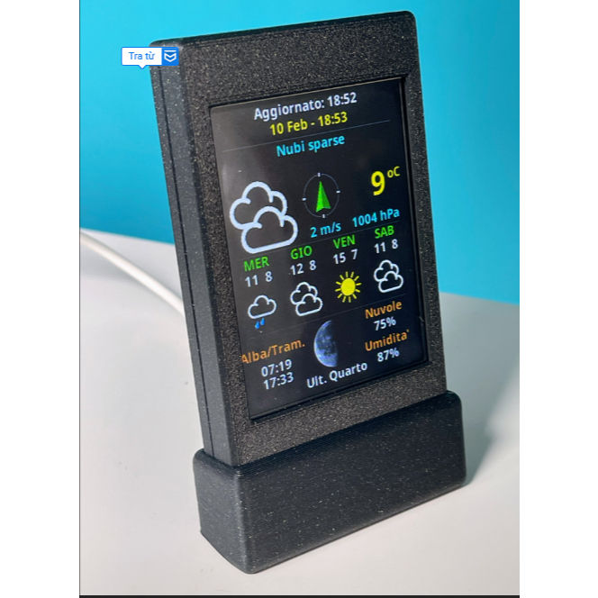 Vỏ WEATHER STATION ESP32 LVGL 2432S028 CYD DISPLAY | Case In 3D Cho Màn Hình ESP32