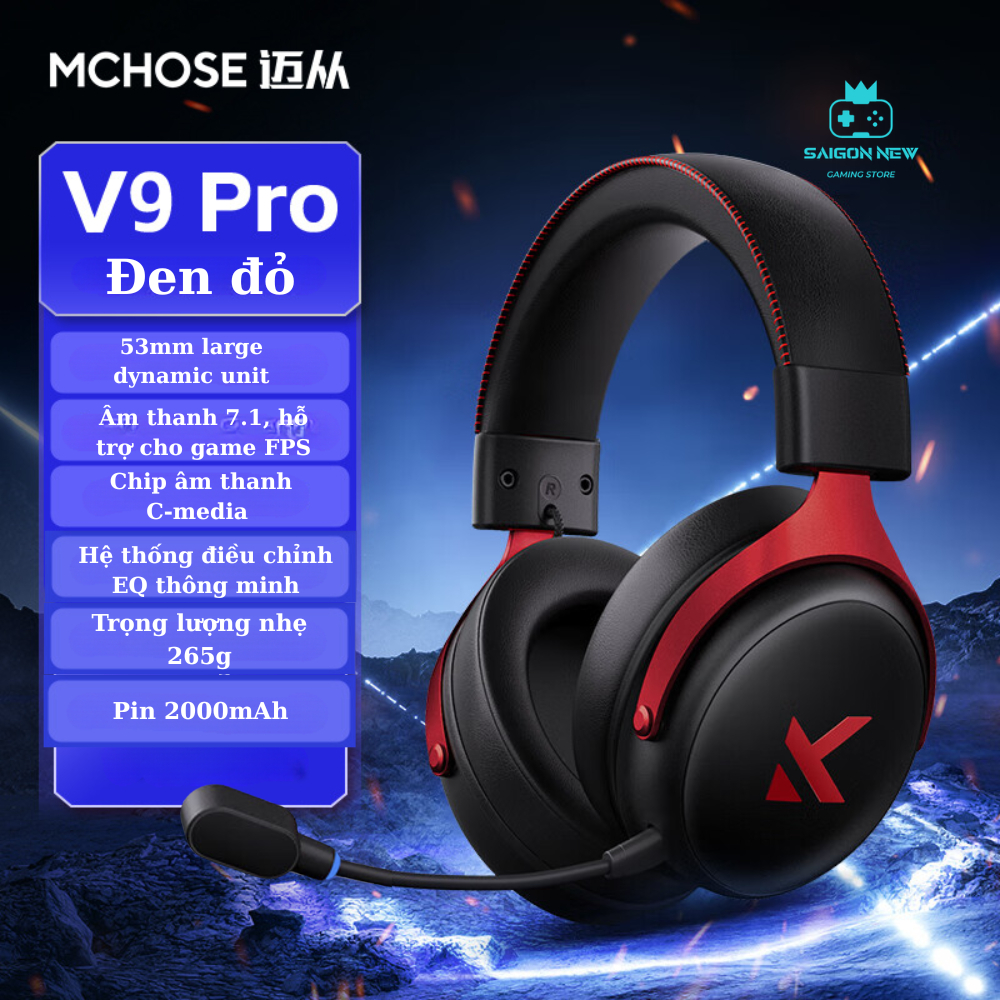 Tai nghe Gaming Mchose V9 pro - Hỗ trợ app tùy chỉnh - Có mic đàm thoại - 3 mode kết nối | BigBuy360 - bigbuy360.vn