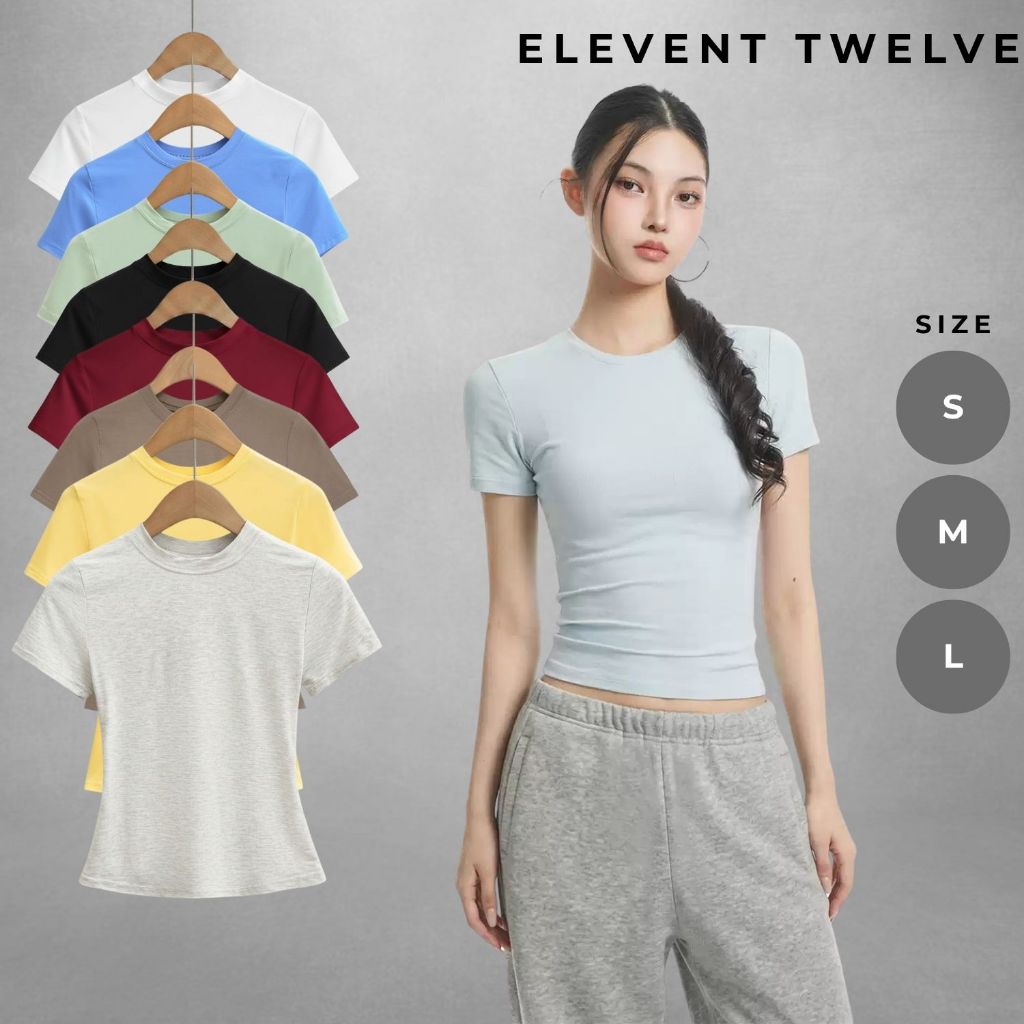 Áo Thun Nữ Baby Tee Elevent Twelve Chất Cotton Co Giãn Ôm Sát Body Áo Phông Nữ Baby Tee Chính Hãng