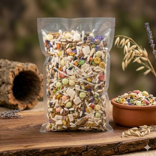 Thức Ăn Trộn Hamster rang bơ VIP Siêu Ngon - Đầy Đủ Sâu Khô, Ức Gà, Cá Sợi - Giúp Bé Béo Mầm, Lông Mượt (Túi 500g/1kg)