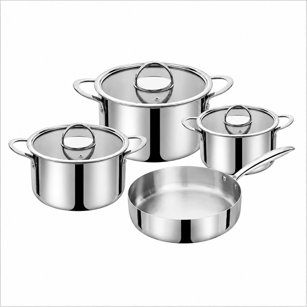 Bộ Nồi Chảo 4 Món Nobinox Planum NX800 Nguyên Khối Cao Cấp 304