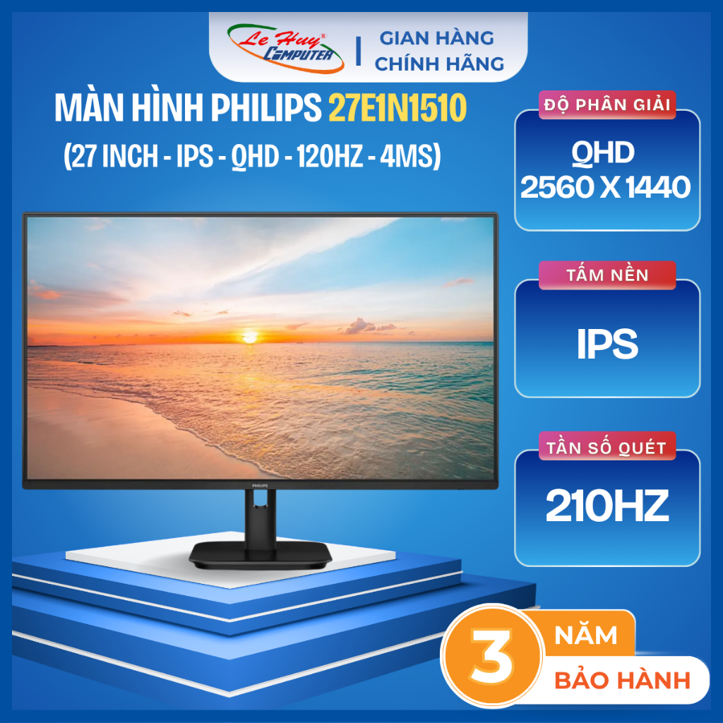Màn Hình LCD Philips 27E1N1510/71 (27 inch/ IPS/ 2560 x 1440/ 120Hz(OC)/ HDMI/ DP) - Hàng Chính Hãng