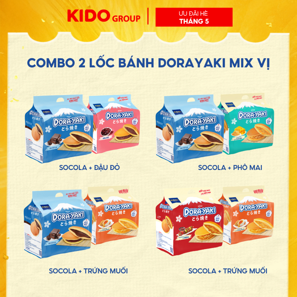 (TÙY CHỌN VỊ) Combo 2 Lốc Bánh Dorayaki I Cấu trúc bánh siêu mềm mịn, chuẩn Bakery | Kido's Bakery