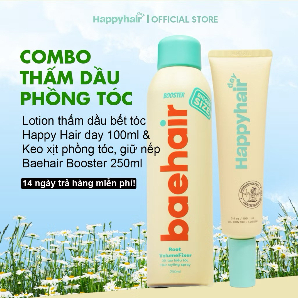 Combo Lotion Kiềm Dầu Happy Hair Day 100ml và Xịt Phồng Tóc Baehair 200ml Bí Quyết Cho Mái Tóc Bồng 