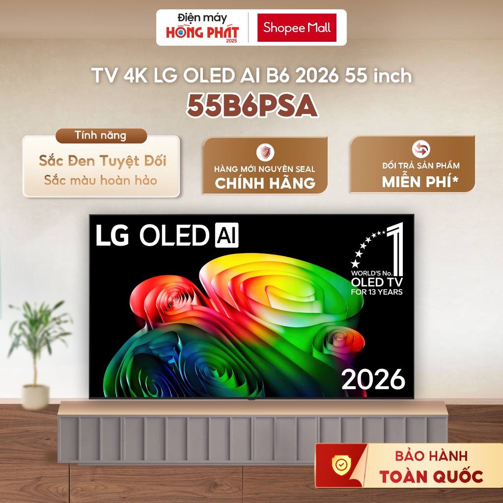55B6PSA Smart TV LG OLED evo AI 4K 55 inch OLED55B6PSA [Giao-Lắp HCM]