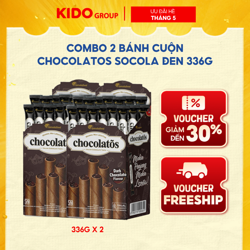 Combo 2 Bánh cuộn Chocolatos Socola Đen 336g | Kido Group