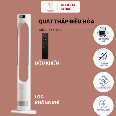 Quạt Tháp Điều Hòa AZ-1030 Energy Green Lighting Không Cánh - Công Suất 20W - Độ Ồn Thấp , Quạt Cây Đứng Mát - BH 1 Năm