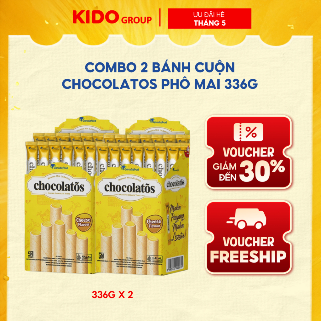 Combo 2 Bánh cuộn Chocolatos Phô Mai 336g | Kido Group