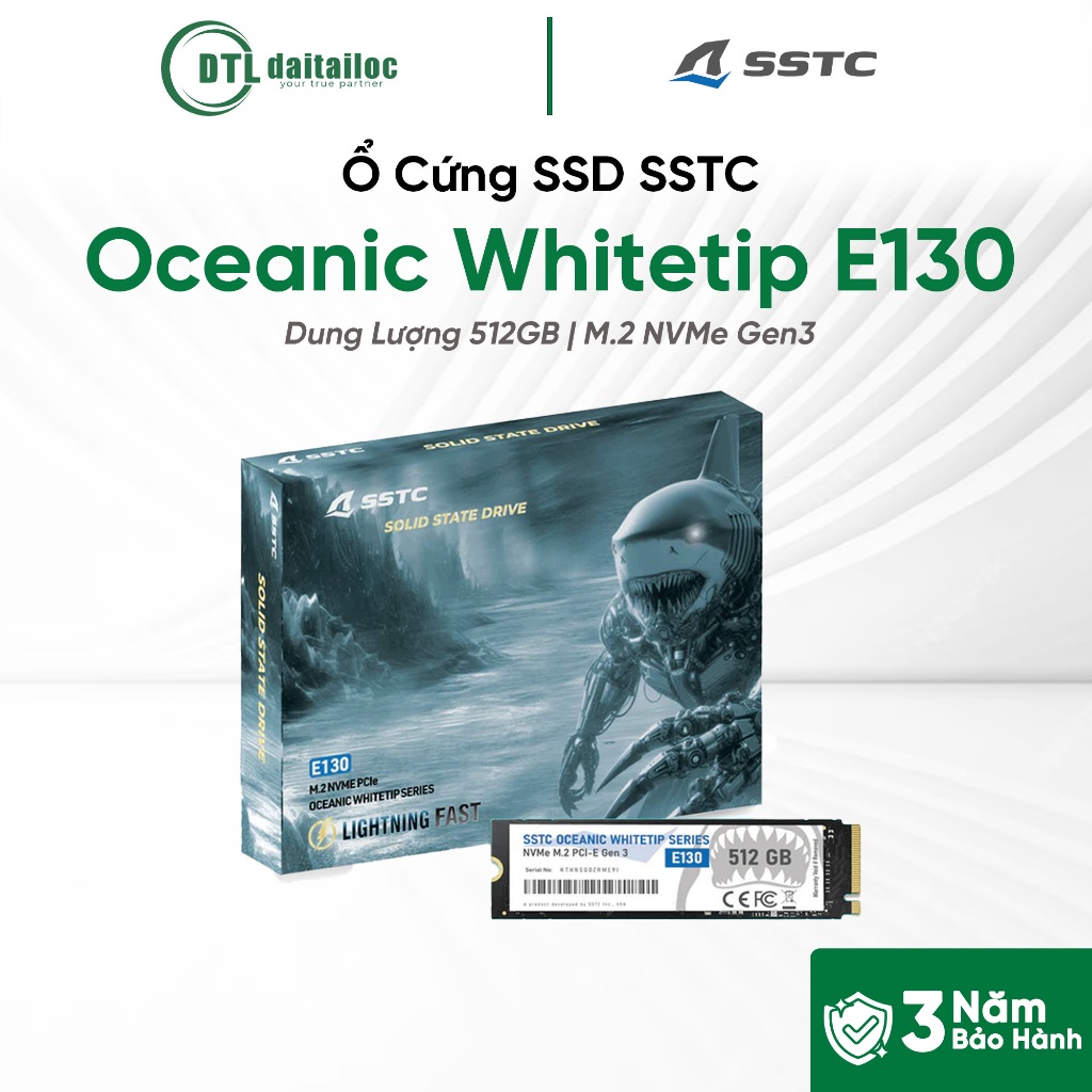 Ổ Cứng SSD SSTC Oceanic Whitetip E130 512GB M.2 NVMe Gen3 | Chính Hãng | Bảo Hành 36 Tháng