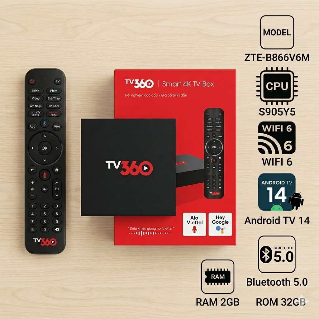 TV Box Viettel B866V2F B866V6M - Android TV, Điều Khiển Giọng Nói,Hỗ Trợ Tất Cả Nhà Mạng