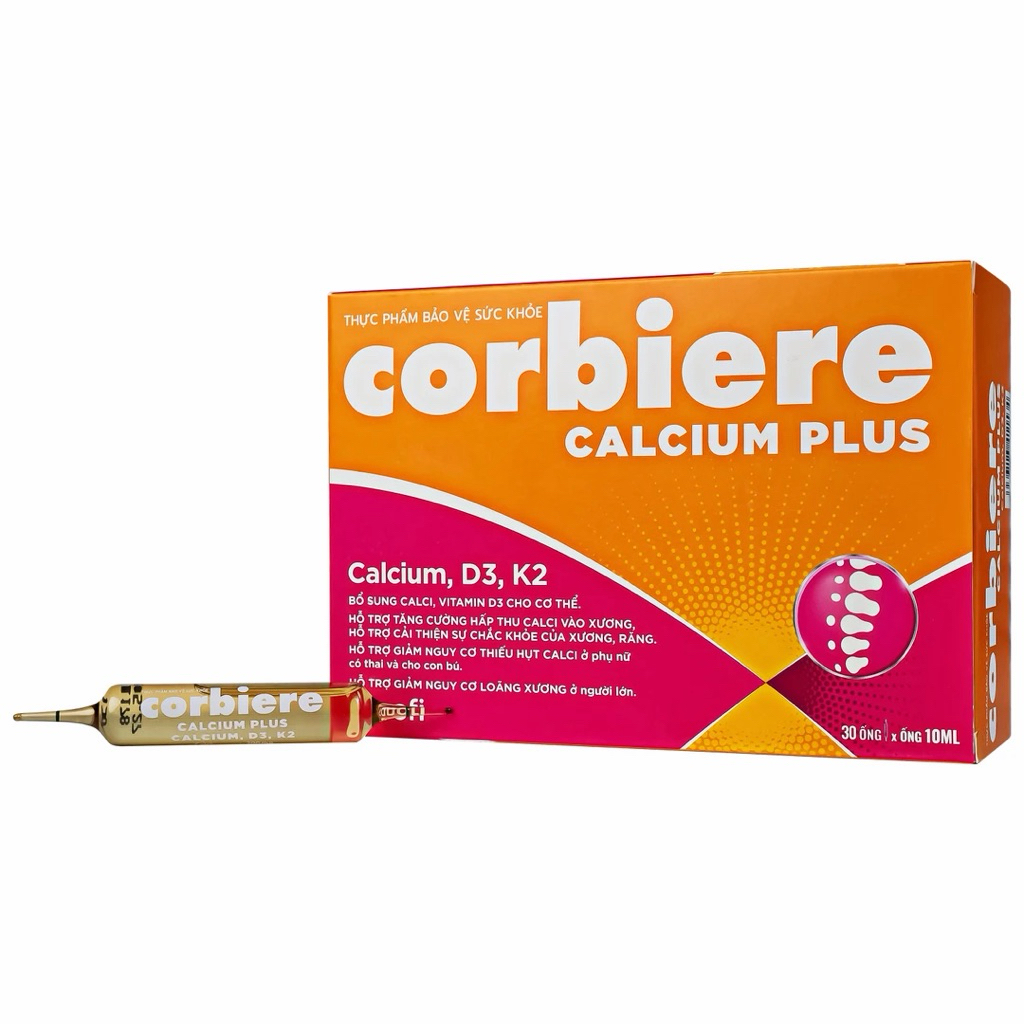 Corbiere Calcium Plus Sanofi giúp bổ sung calci, vitamin D3 (3 vỉ x 10 ống)