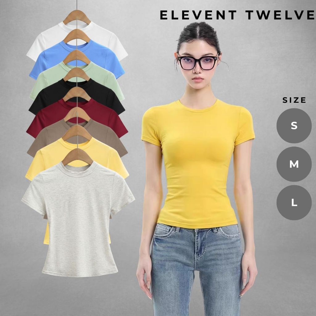 Áo Thun Cotton Nữ Dáng Baby Tee Ôm Sát Người Tôn Đường Cong Local Brand Elevent Twelve Chính Hãng