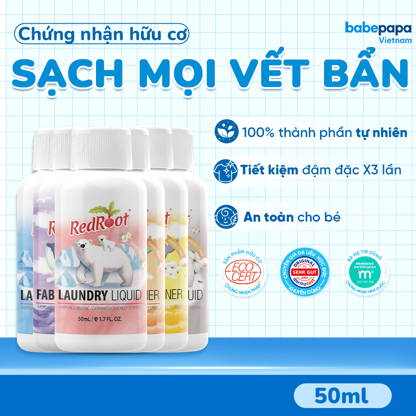 Nước Giặt Xả Redroot Travelsize 50ml Hữu Cơ An Toàn Lành Tính