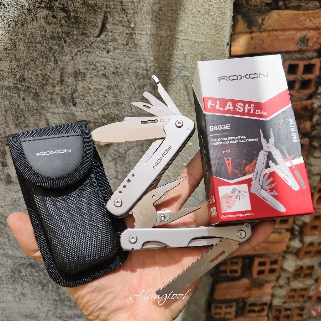 Kìm cắm trại Roxon S803E Flash Elite 16in1 - thép D2 Carbon