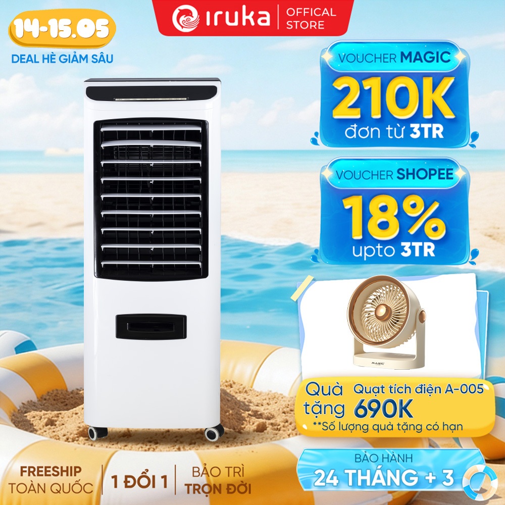Quạt điều hòa Iruka I-99, tạo ion lọc không khí, công suất 2000W