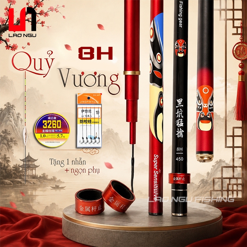 Cần Câu Đơn Câu Đài Quỷ Vương Cần Câu Tay 8H Carbon