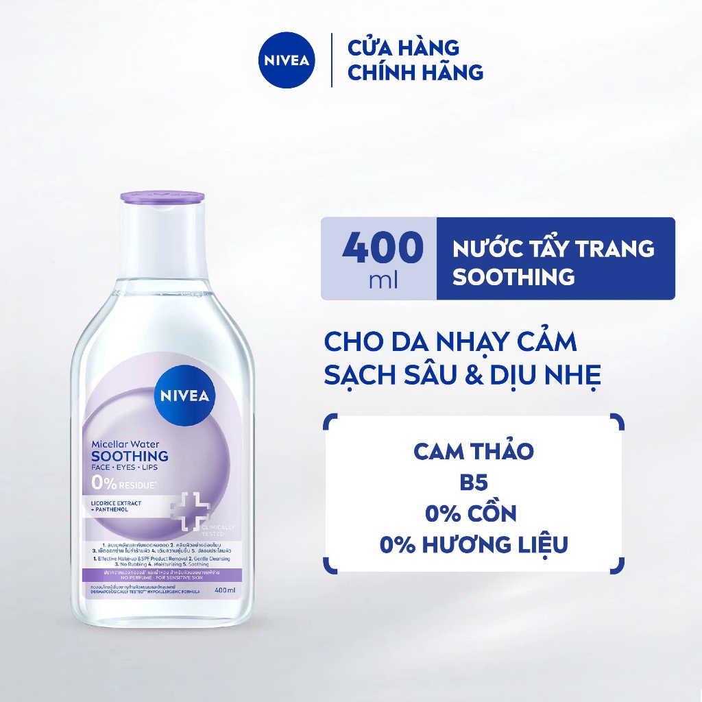 Nước Tẩy Trang NIVEA Sạch Sâu Ngừa Mụn| Dưỡng Sáng| Dịu Nhẹ (400 ml) - 98722/89259/99403