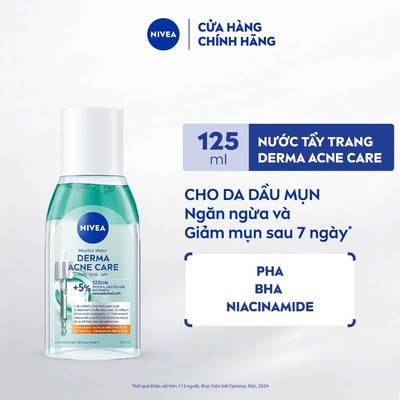 Nước Tẩy Trang NIVEA Derma Dành Cho Da Mụn 125ml / Kiềm Dầu / Sạch Sâu - 94299