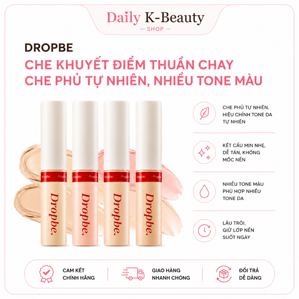 (DROP BE )Kem Che Khuyết Điểm DROPBE Chính Hãng – Che Quầng Thâm, Mụn, Vết Thâm, Tệp Da, Lâu Trôi