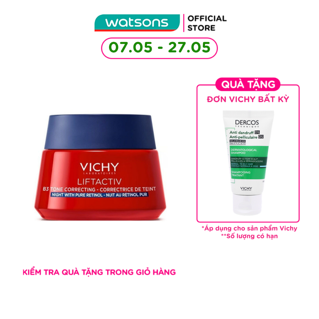 Kem Dưỡng Đêm Vichy Liftactiv B3 Tone Correcting Cream Night With Pure Retinol Giúp Mờ Thâm Nám Sáng