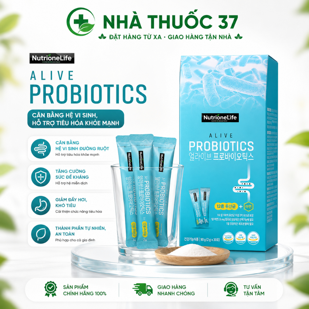 Thực phẩm bảo vệ sức khoẻ Alive Probiotics Nutrionlife - Men vi sinh bổ sung lợi khuẩn