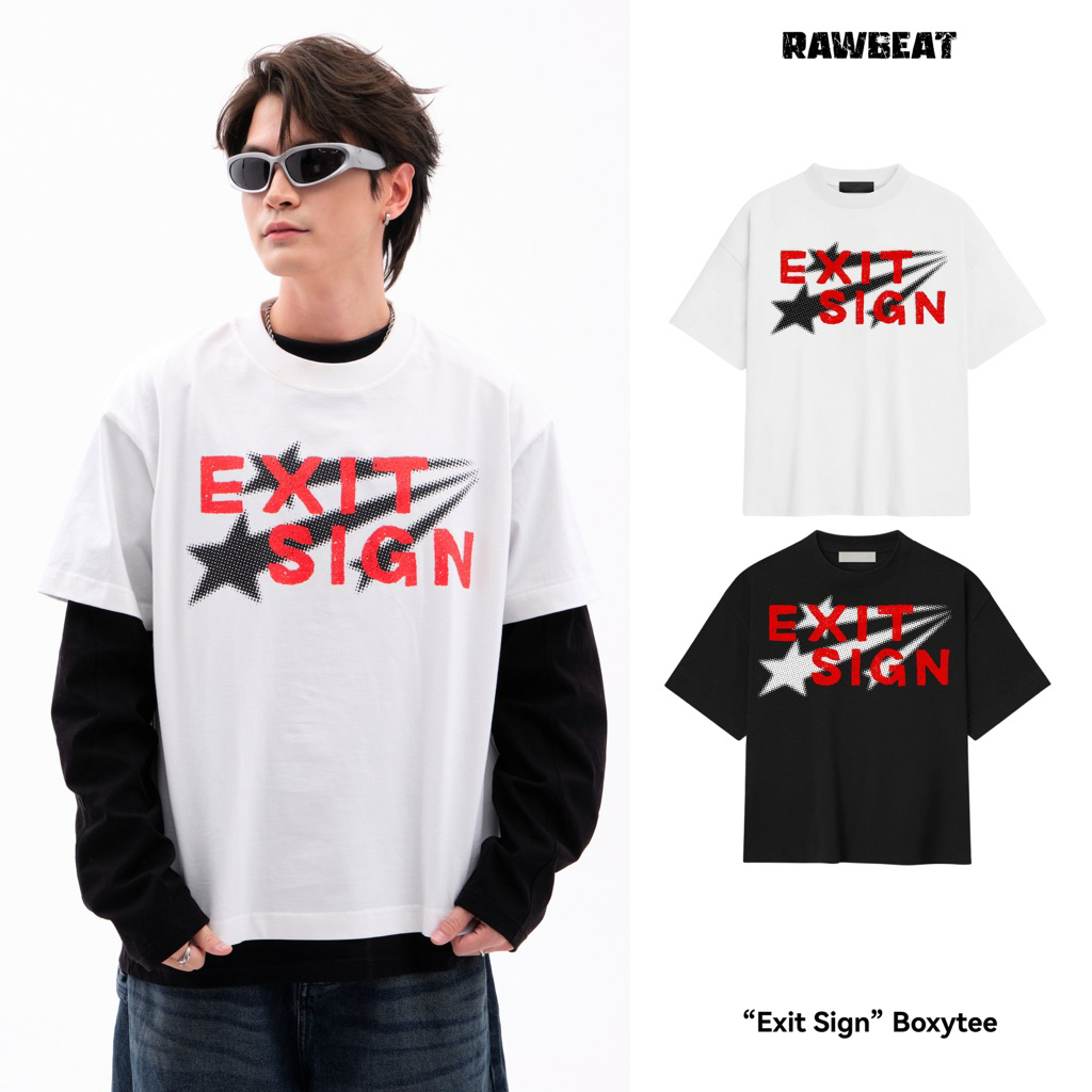 Áo Thun Boxy Local Brand Form Rộng – Áo Phông Trơn Vải Cotton 250GSM - EXIT SIGN