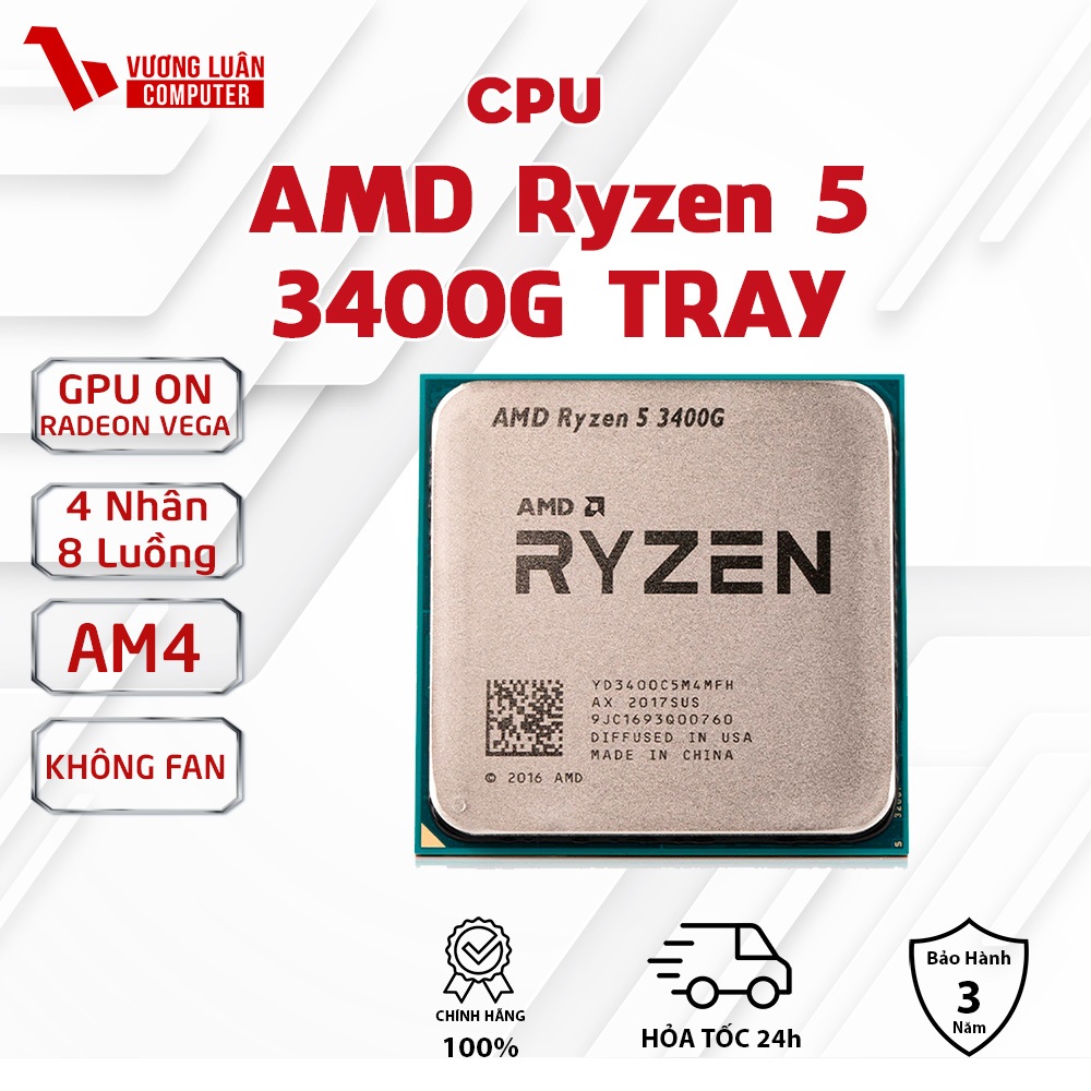 CPU AMD RYZEN 5 3400G TRAY Chính hãng FULL.VAT