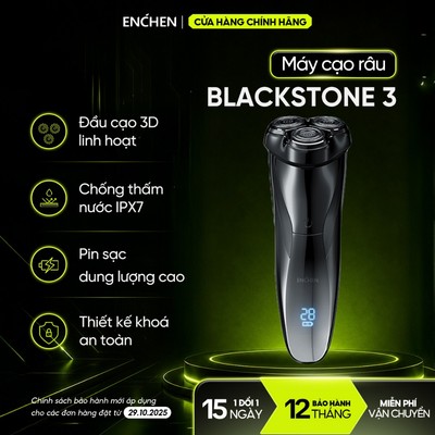 Máy cạo râu Enchen Blackstone 3, máy cạo râu chống nước IPX7, pin sạc, lưỡi dao nổi 3D - BH 12 tháng