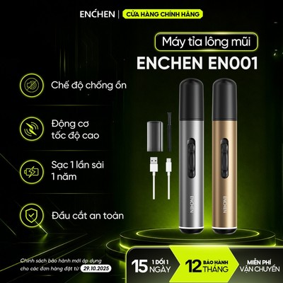 Máy tỉa lông mũi Enchen EN001 sạc pin Type-C đầu cạo tròn ẩn tháo rời, động cơ mạnh mẽ giảm ồn