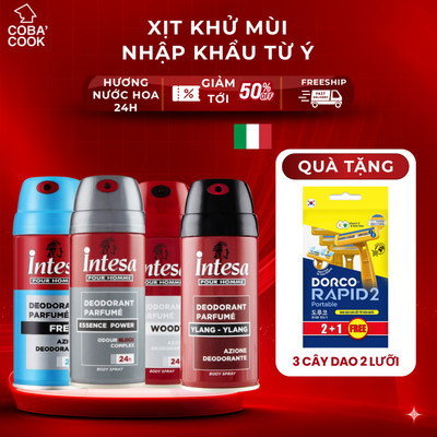 Xịt Khử Mùi Intesa Chính Hãng Ý 150ml Khô Thoáng Khử Mùi Hiệu Quả TẶNG Dao Cạo Râu Hàn Quốc