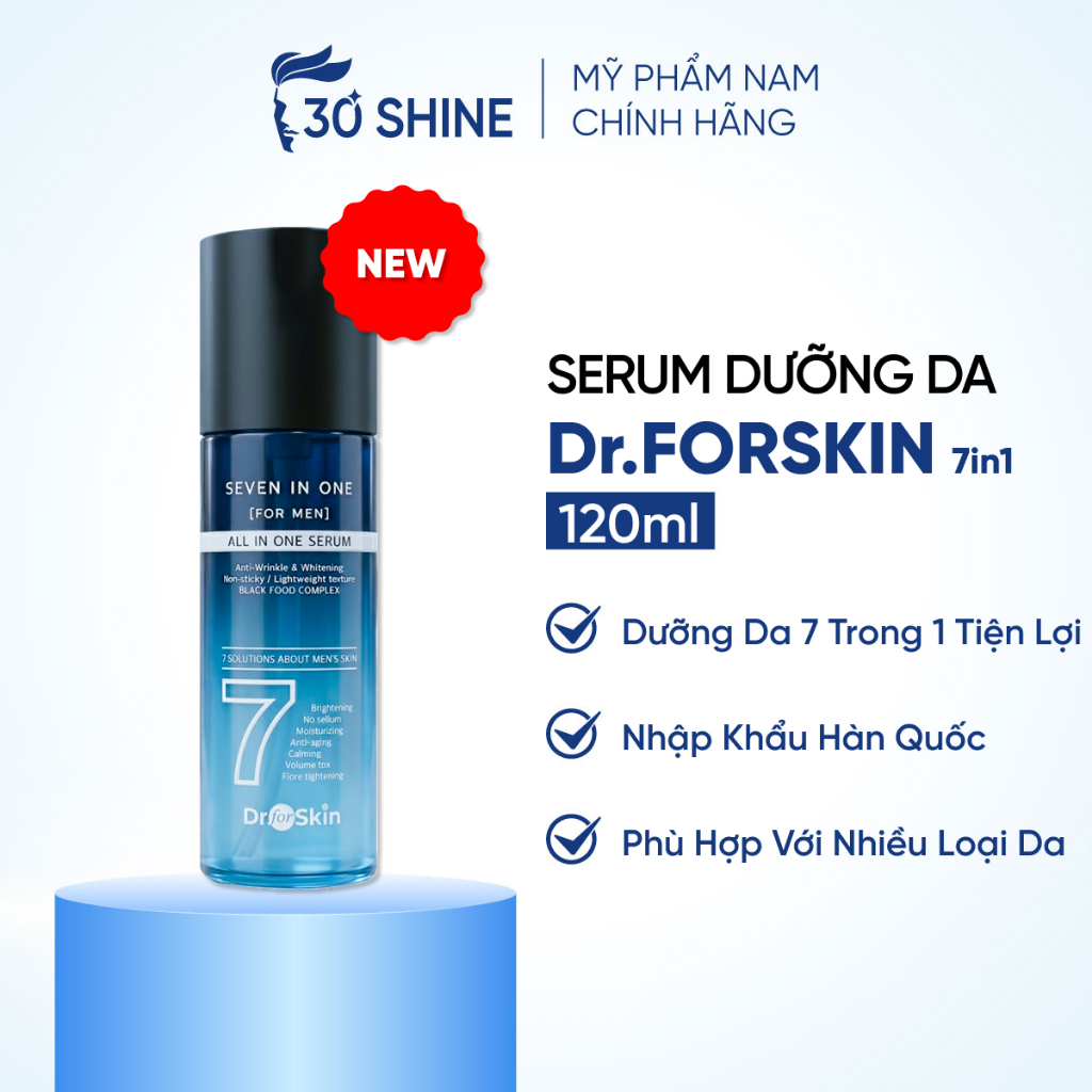 Serum Tinh Chất Nam Dr.FORSKIN 7IN1 Mờ Thâm Mụn, Sáng Da, Hỗ Trợ Thu Nhỏ Lỗ Chân Lông 120ml