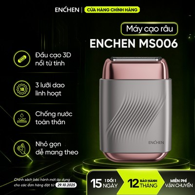 Máy cạo râu Enchen Mini MS006 Màu Xám - đầu cạo nổi từ tính -  lưỡi dao nâng cấp - chống nước toàn thân - BH 12 tháng