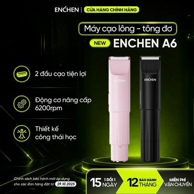 Máy Cạo Lông Toàn Thân Enchen A6 - Tông Đơ Điện - Kèm Đầu Tỉa Lông Tơ Cạo Lông Vùng Kín, Chân, Nách Cho Nam & Nữ