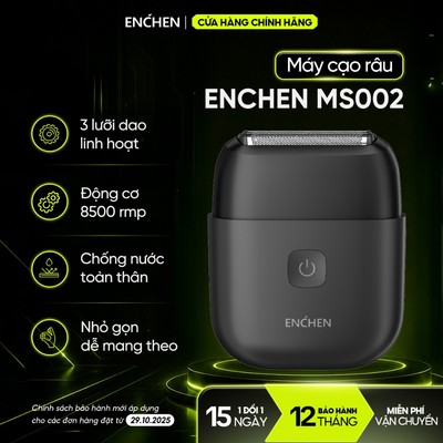Máy cạo râu Enchen Mini MS002 lưỡi dao linh hoạt, động cơ mạnh mẽ chống nước toàn thân - BH 12 tháng