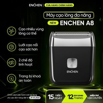 Máy Cạo Lông Đa Năng Toàn Thân Enchen A8 Dành Cho Nam - Lưỡi Cạo Êm Nhỏ Gọn Phù Hợp Nhiều Vùng Cơ Thể - Sạc Nhanh Chóng
