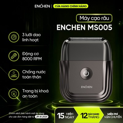 [Dòng cao cấp] Máy cạo râu Enchen MS005, chống nước IPX7, đầu dao nổi 3D với hệ thống 3 lưỡi siêu mỏng