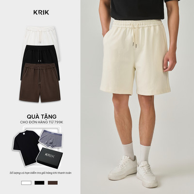 Quần Short Nỉ Nam KRIK Form Classic Ống Rộng Thiết Kế Hiện Đại Đường May Nổi QS8169