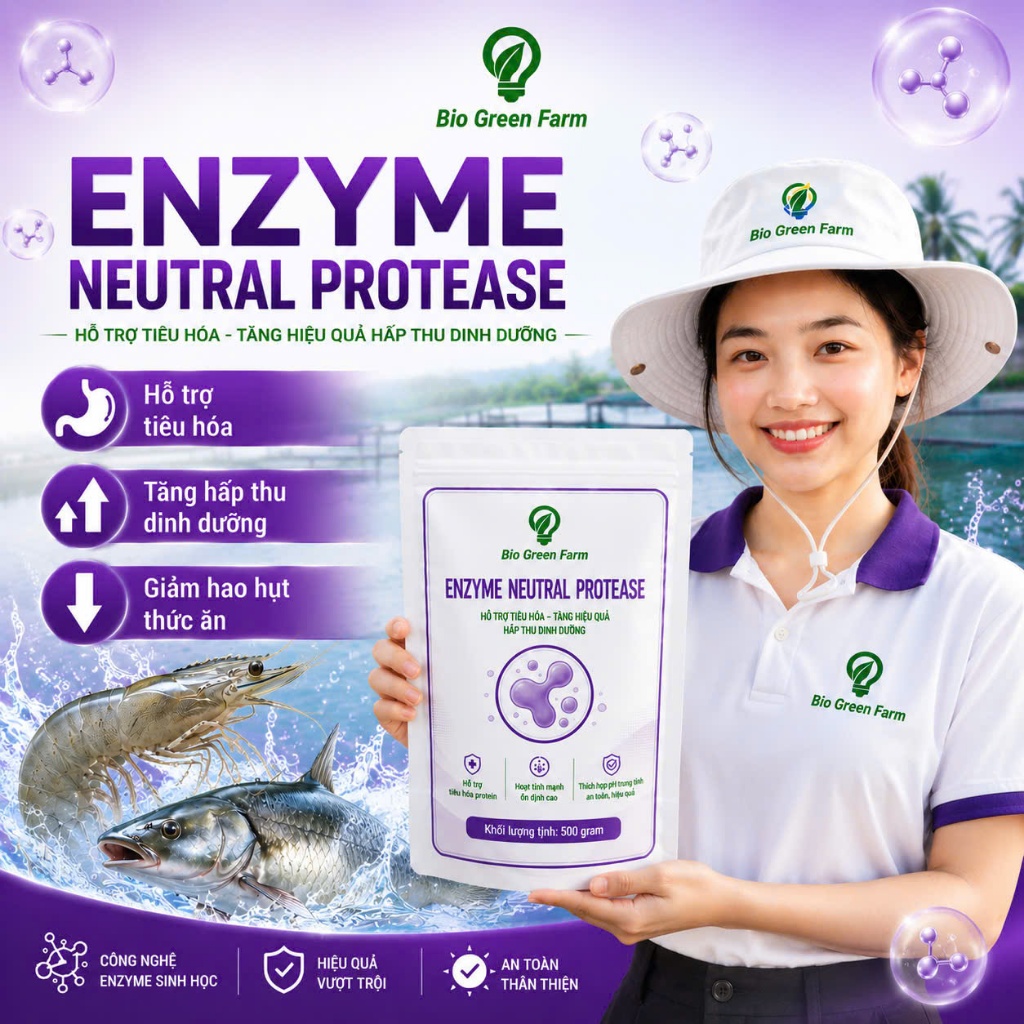 Gói 500G Enzyme Neutral Protease Phân Giải Protein Thức Ăn, Ủ Đạm Cá Nhanh