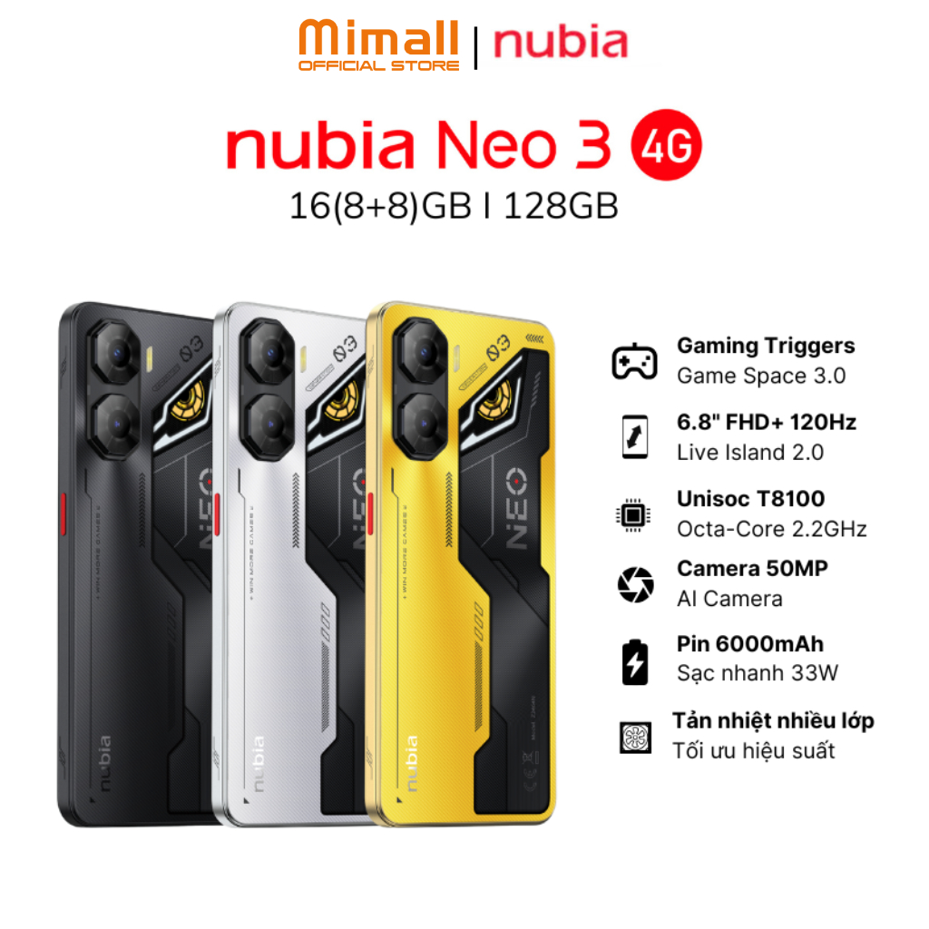 [Live KOL] Điện thoại Gaming Nubia Neo 3 4G 16(8+8)GB/128GB I Hàng Chính Hãng - Bảo hành 18 tháng