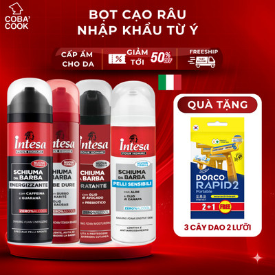Bọt Cạo Râu Dạng Kem 300ml Intesa Cao Cấp Từ Ý TẶNG KÈM Dao Cạo Râu Hàn Siêu Êm